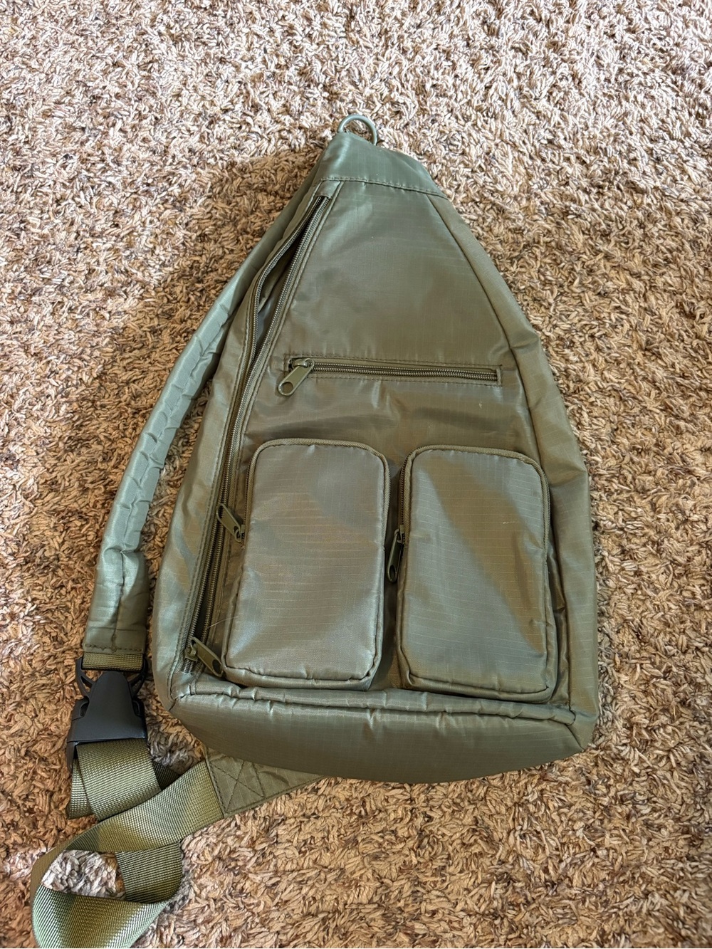 Olive Green Sling Backpack - Lightweight Crossbody Pack